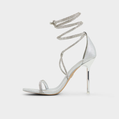 Caladonia Silver Women's Iridescent metallics - Strappy heeled sandal, Stiletto heel Aldo Silver