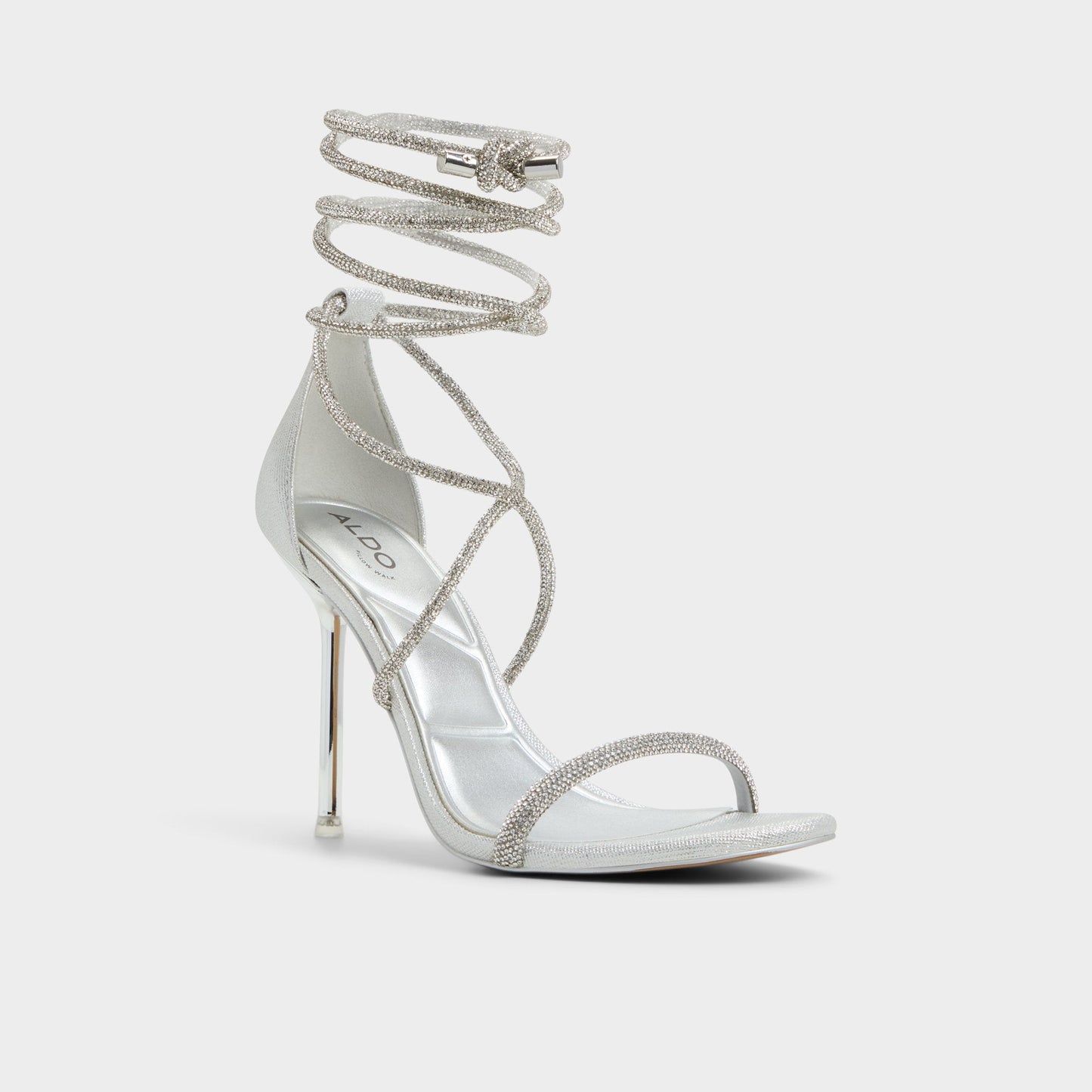 Caladonia Silver Women's Iridescent metallics - Strappy heeled sandal, Stiletto heel Aldo Silver