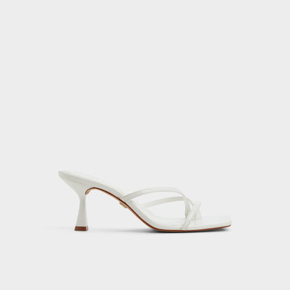 Calypsa White Women's Heeled mules - Strappy heeled sandal, Block heel Aldo White