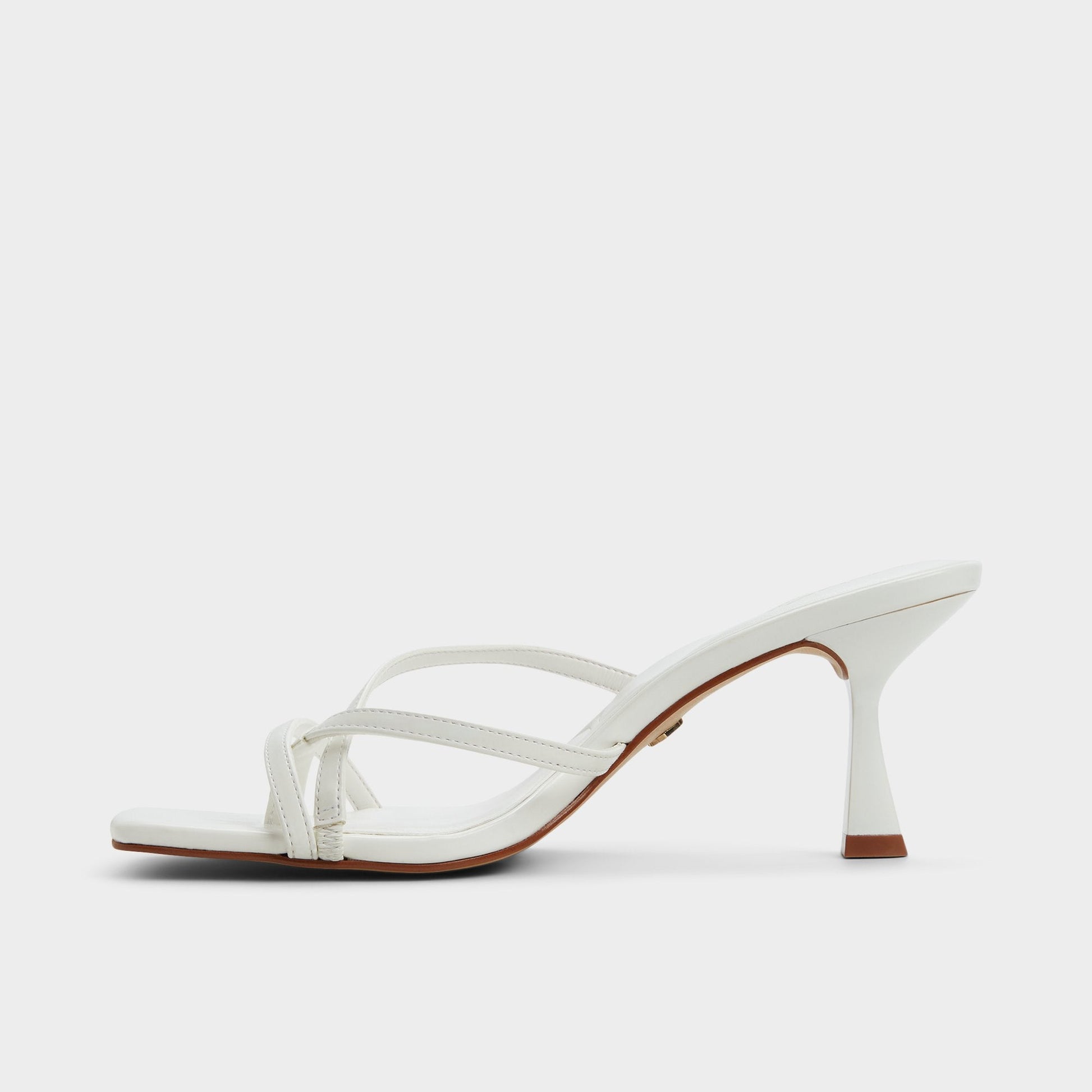 Calypsa White Women's Heeled mules - Strappy heeled sandal, Block heel Aldo White
