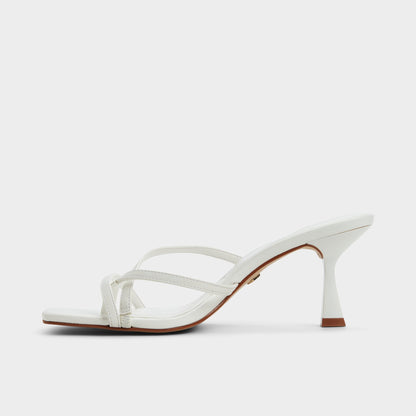 Calypsa White Women's Heeled mules - Strappy heeled sandal, Block heel Aldo White