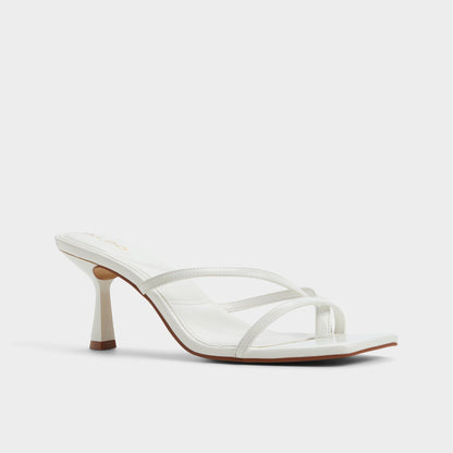Calypsa White Women's Heeled mules - Strappy heeled sandal, Block heel Aldo White
