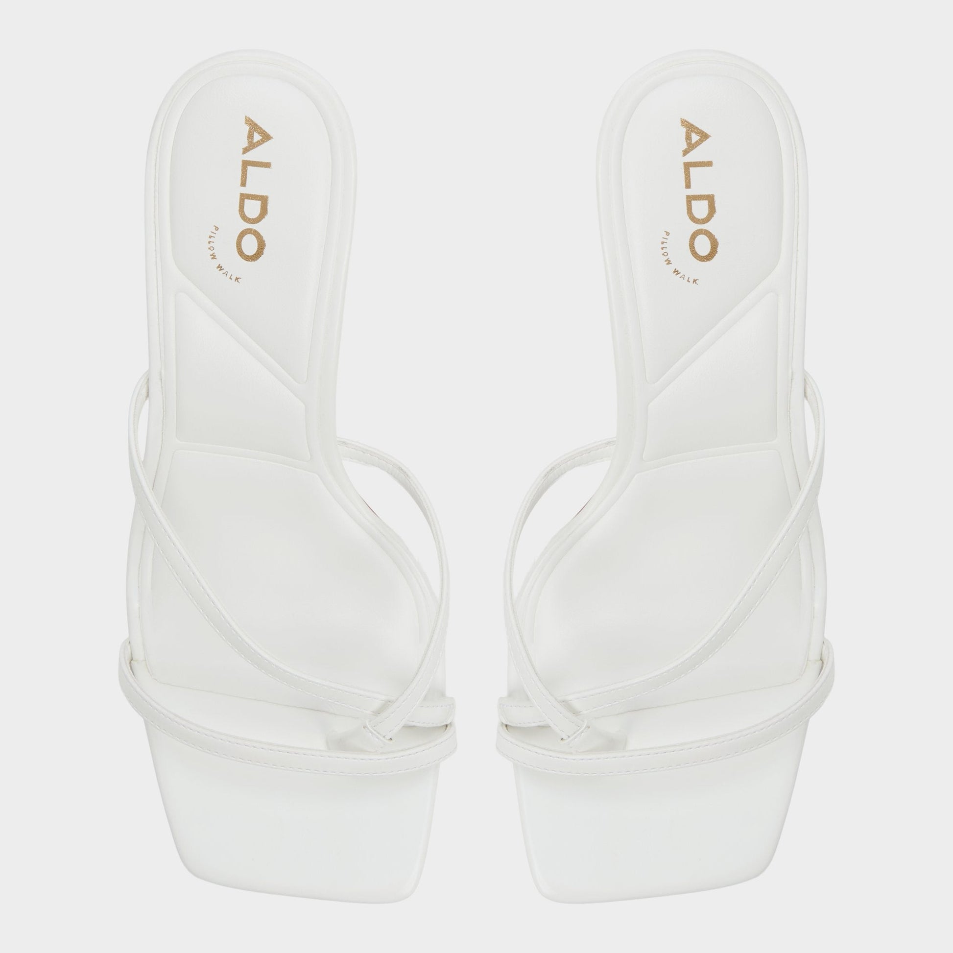 Calypsa White Women's Heeled mules - Strappy heeled sandal, Block heel Aldo White