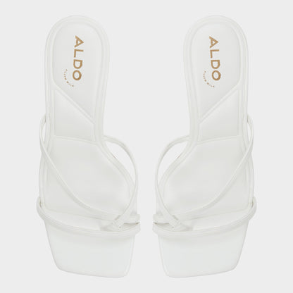 Calypsa White Women's Heeled mules - Strappy heeled sandal, Block heel Aldo White