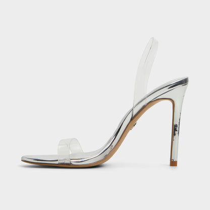 Quinilynn Silver Women's Iridescent metallics - Strappy heeled sandal, Stiletto heel Aldo Silver