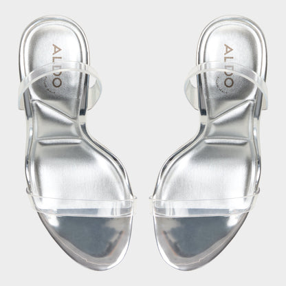 Quinilynn Silver Women's Iridescent metallics - Strappy heeled sandal, Stiletto heel Aldo Silver