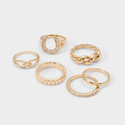 Luckyrings in Gold Clear Multi - Multi finger rings Aldo Gold/Clear Multi
