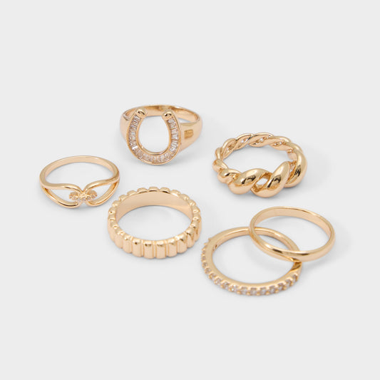 Luckyrings in Gold Clear Multi - Multi finger rings Aldo Gold/Clear Multi
