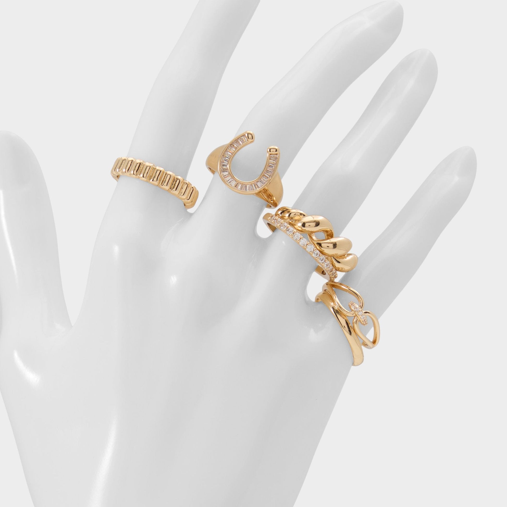 Luckyrings in Gold Clear Multi - Multi finger rings Aldo Gold/Clear Multi