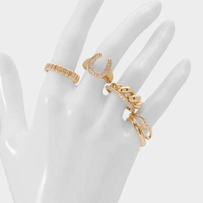 Luckyrings in Gold Clear Multi - Multi finger rings Aldo Gold/Clear Multi