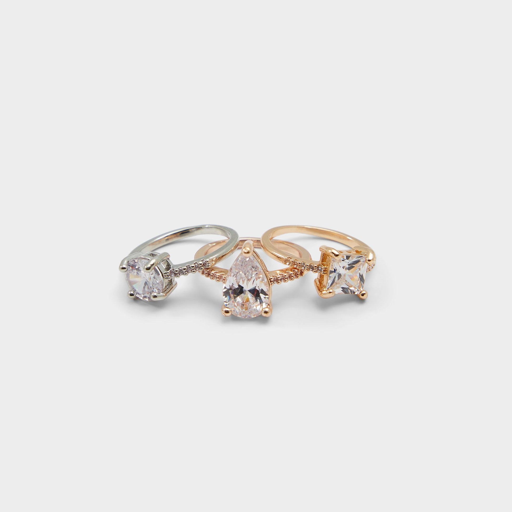 Alabridar Metallic Multi Women's Cubic Zirconia - Stackable rings Aldo Metallic Multi