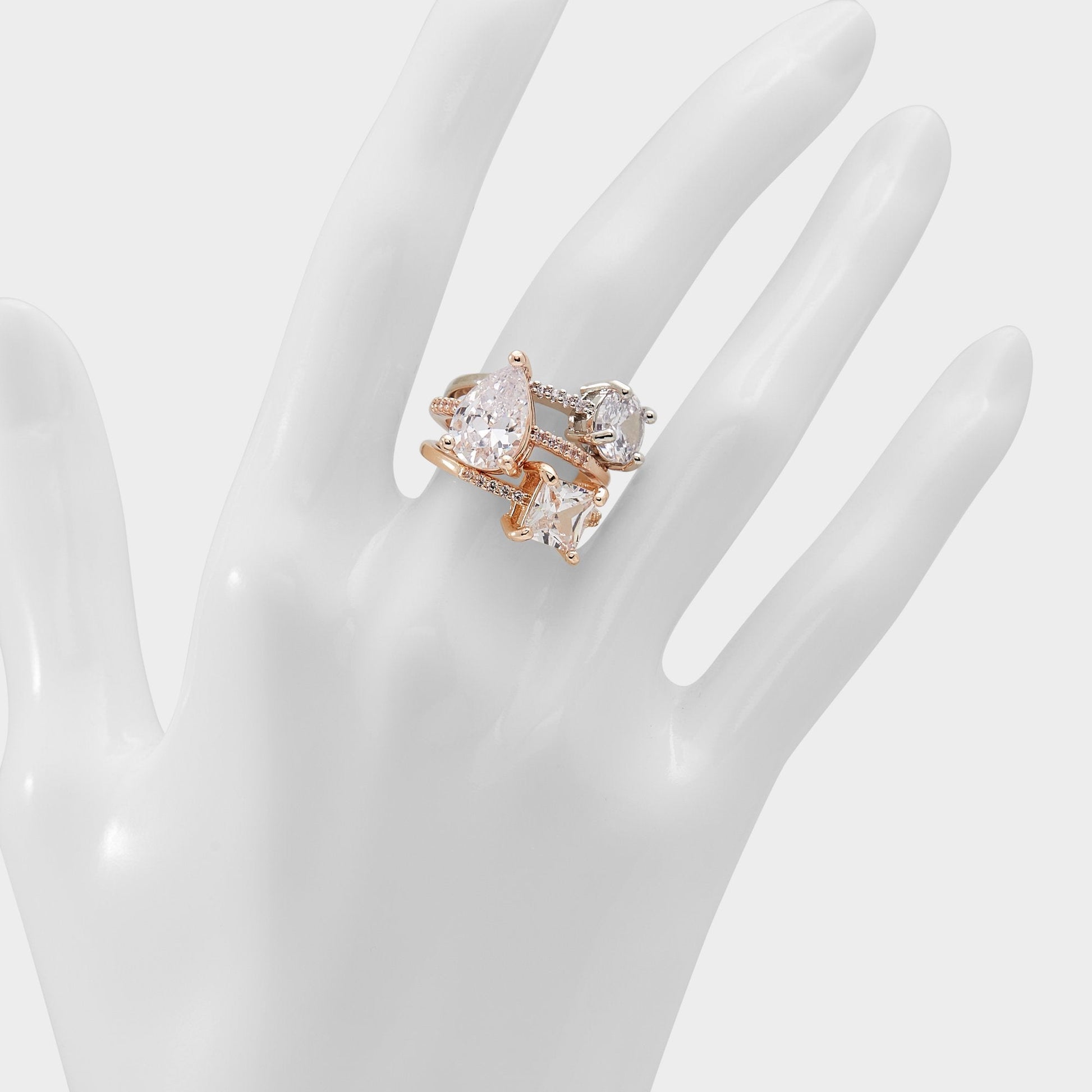 Alabridar Metallic Multi Women's Cubic Zirconia - Stackable rings Aldo Metallic Multi