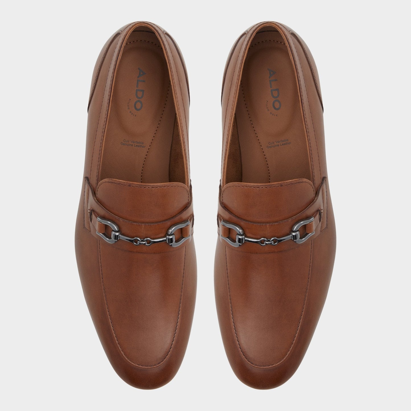 Marinho Cognac Leather Smooth Men's Dress Shoes - Loafer Aldo Cognac