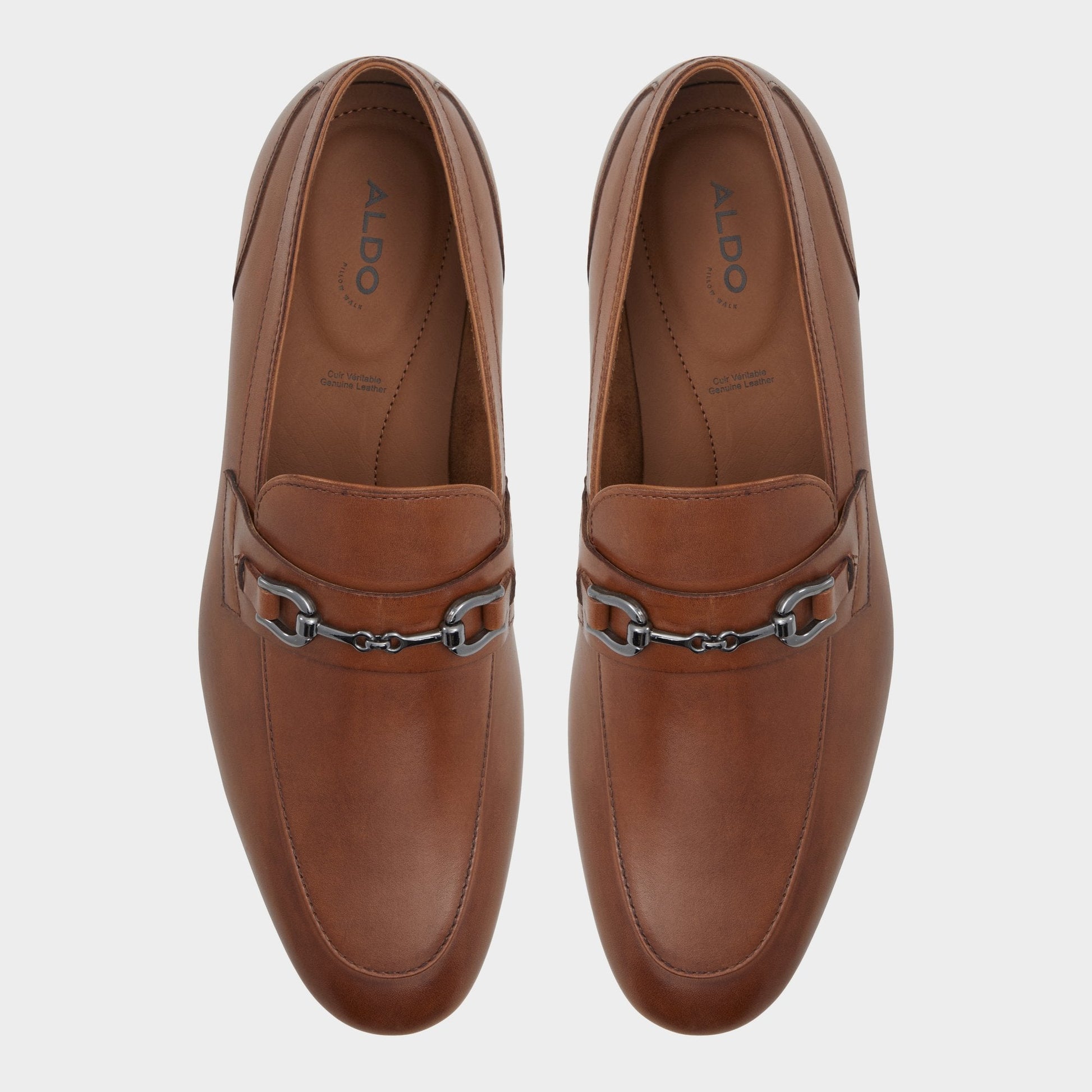 Marinho Cognac Leather Smooth Men's Dress Shoes - Loafer Aldo Cognac