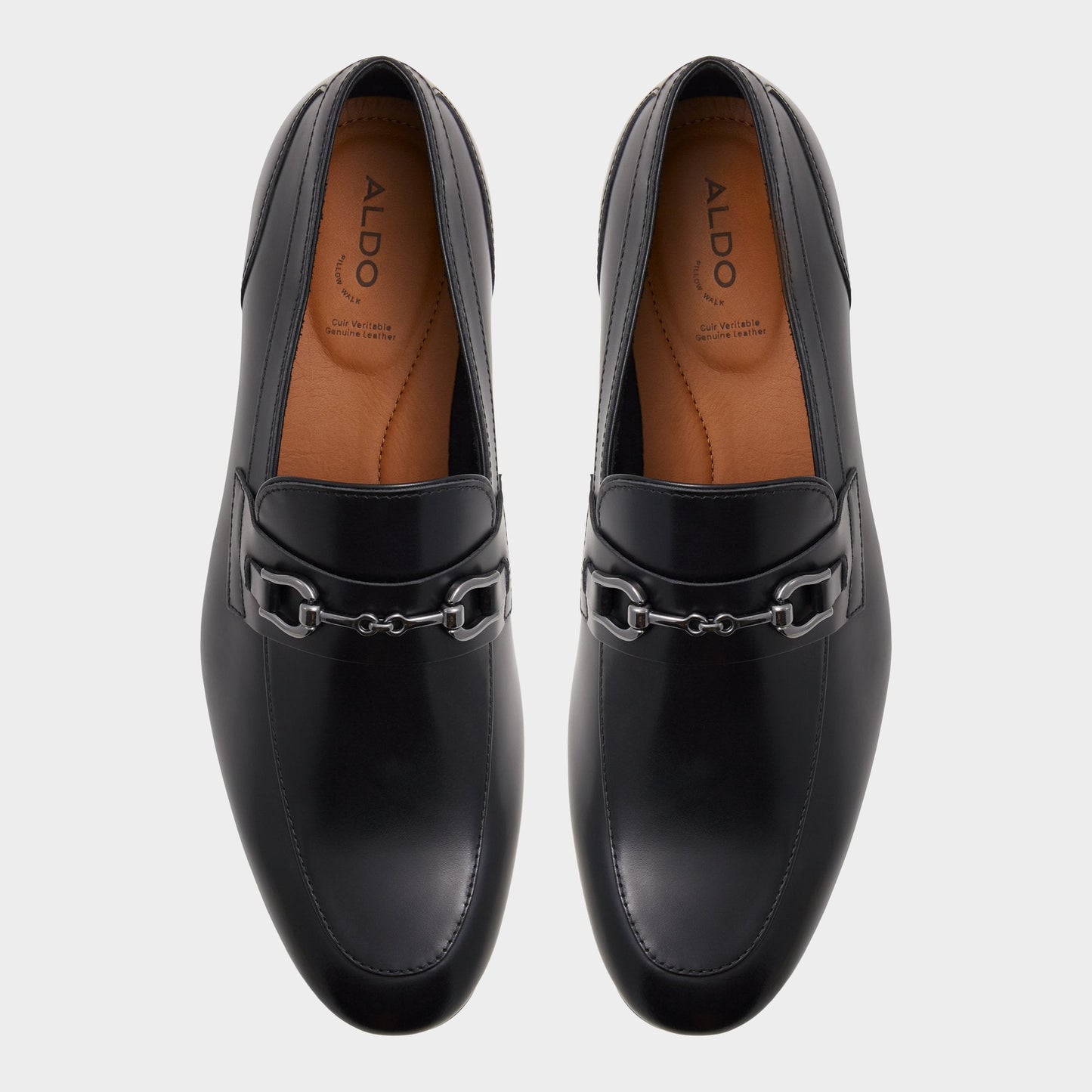 Marinho Open Black Leather Smooth Men's Dress Shoes - Loafer Aldo Open Black