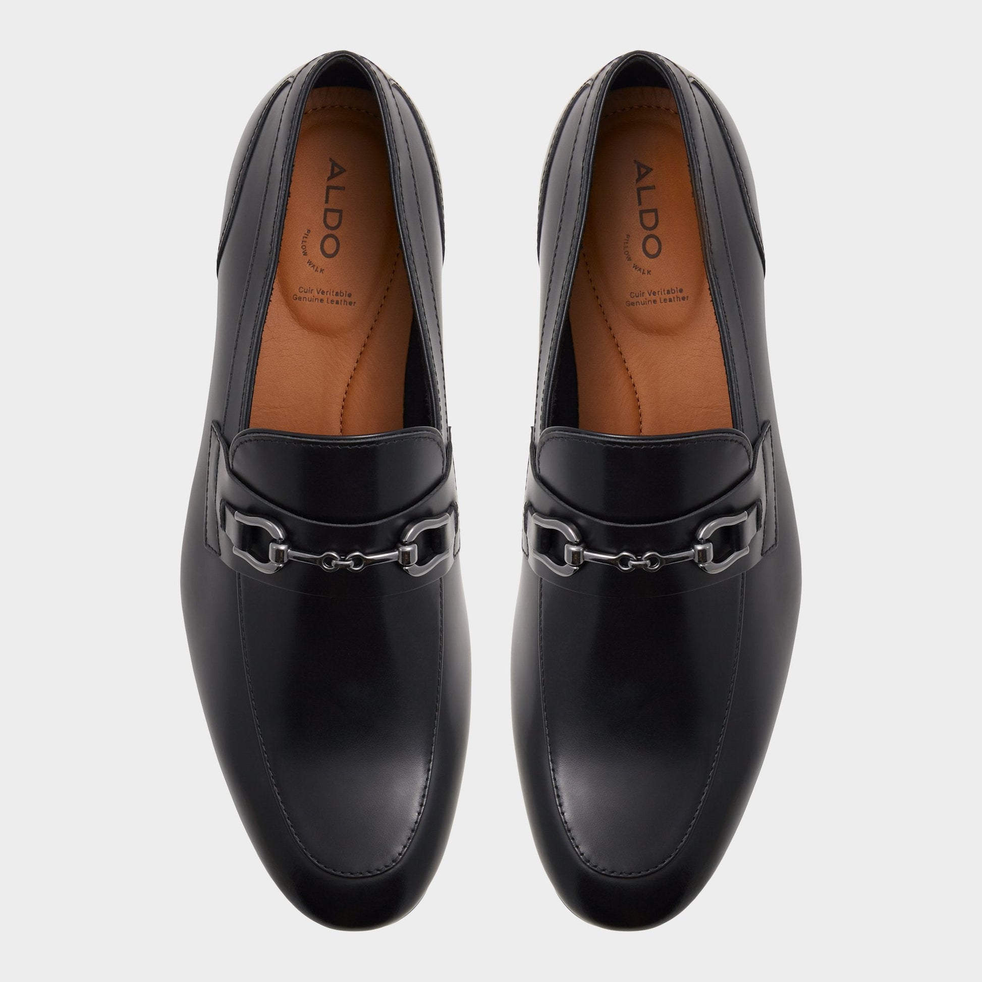 Marinho Open Black Leather Smooth Men's Dress Shoes - Loafer Aldo Open Black