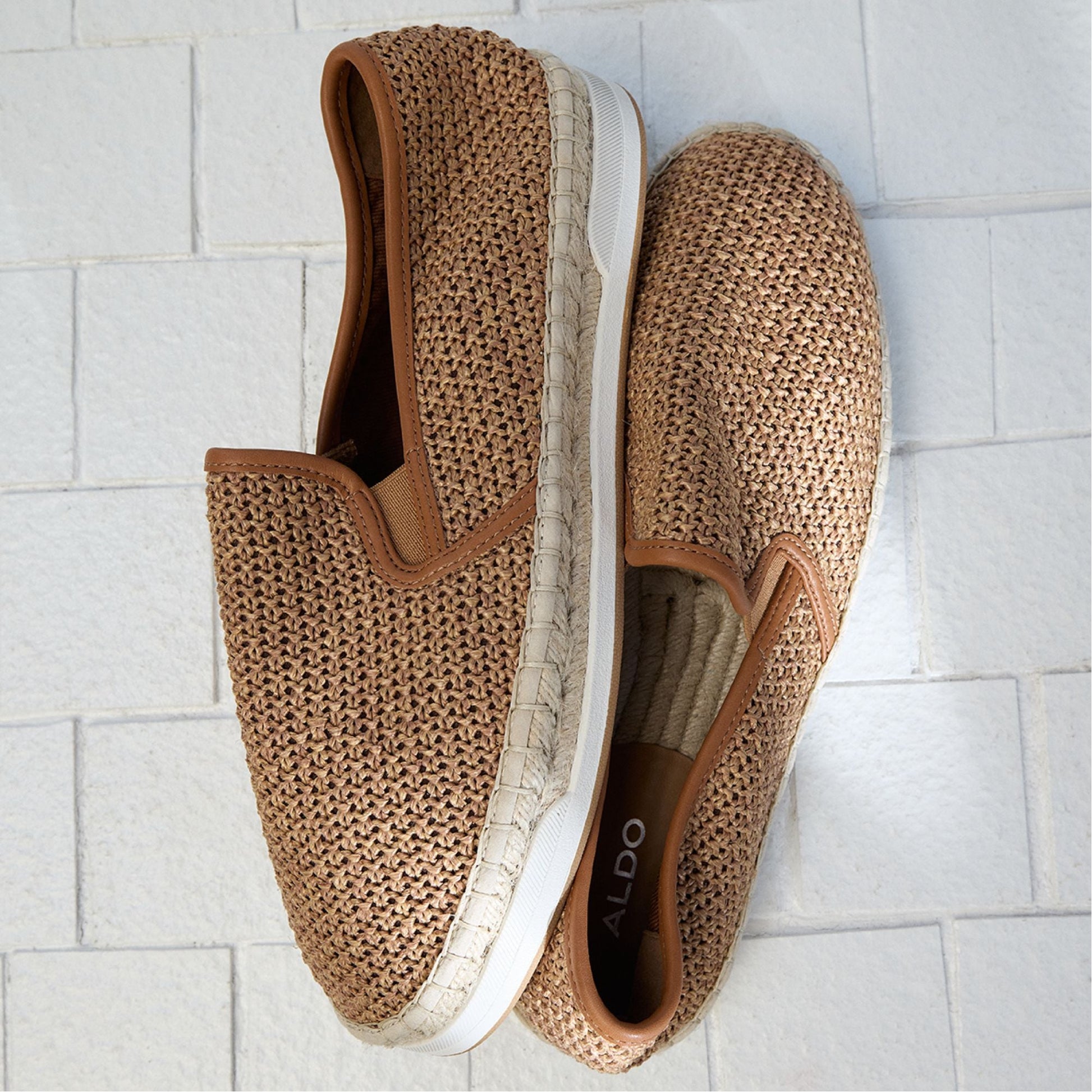 Johnney Cognac Textile Raffia Men's Espadrilles - Espadrille Aldo Cognac
