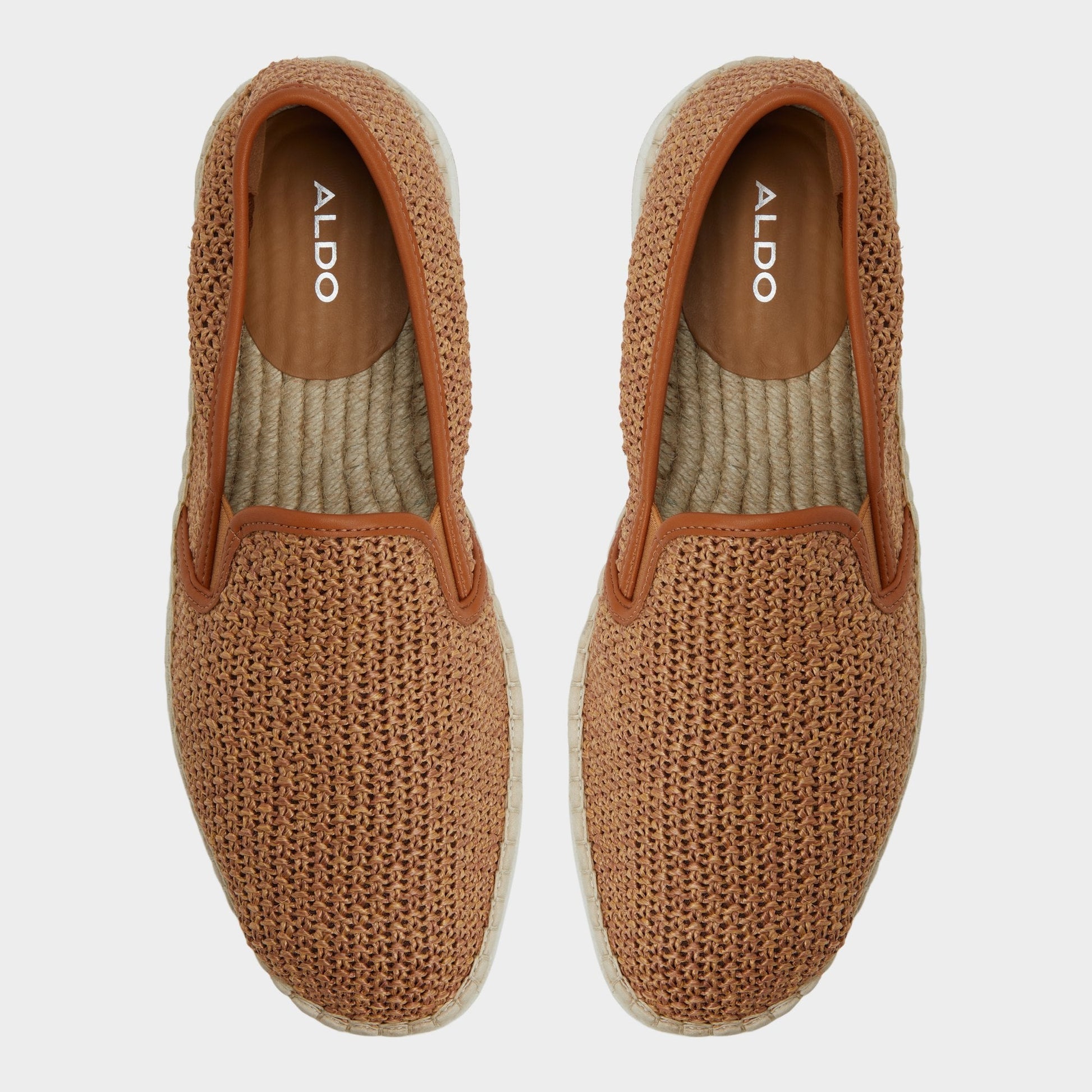 Johnney Cognac Textile Raffia Men's Espadrilles - Espadrille Aldo Cognac