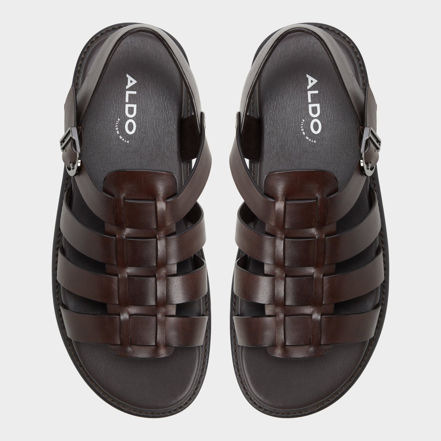 Warley Dark Brown Men's Sandals & Slides - Strappy flat sandal Aldo Dark Brown