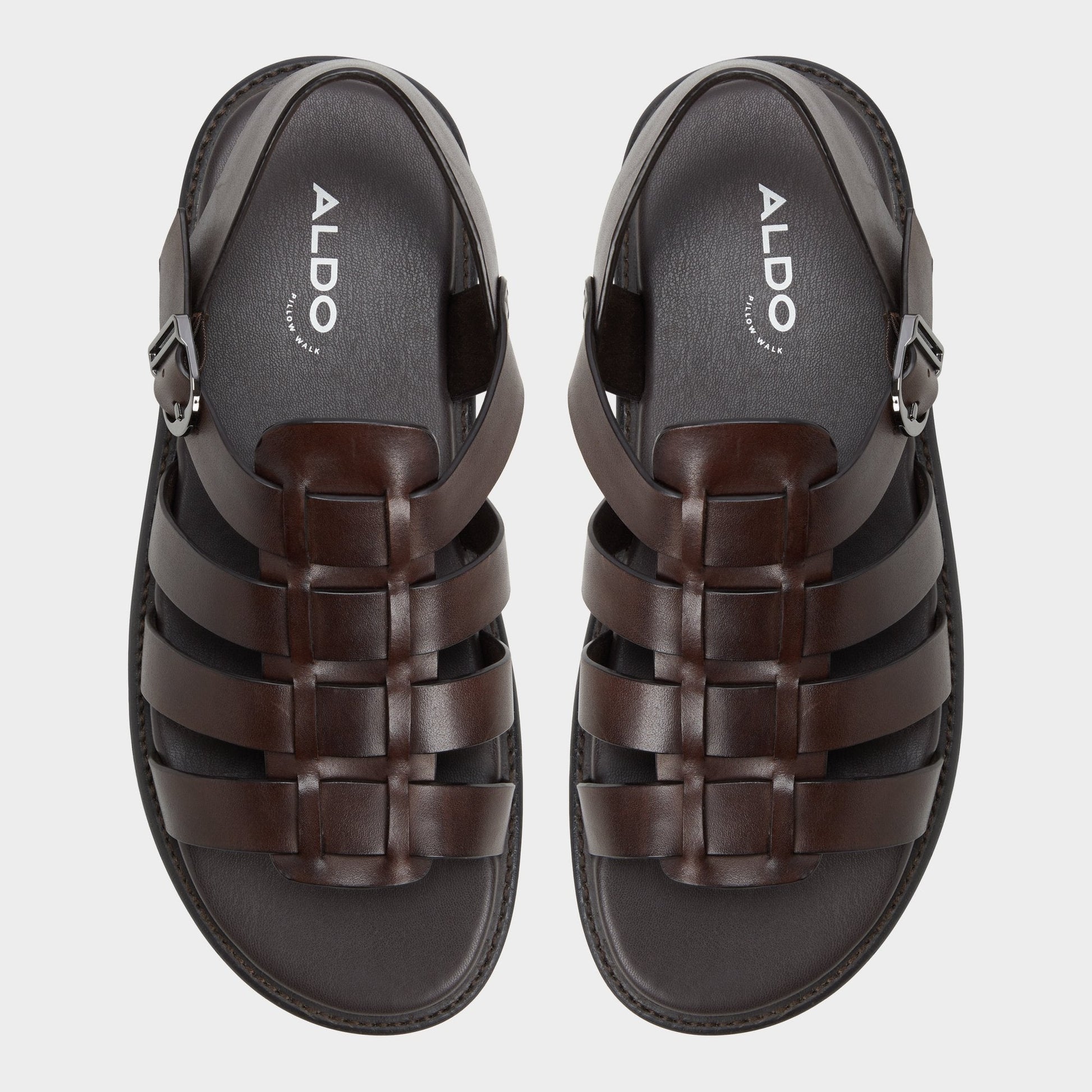 Warley Dark Brown Men's Sandals & Slides - Strappy flat sandal Aldo Dark Brown