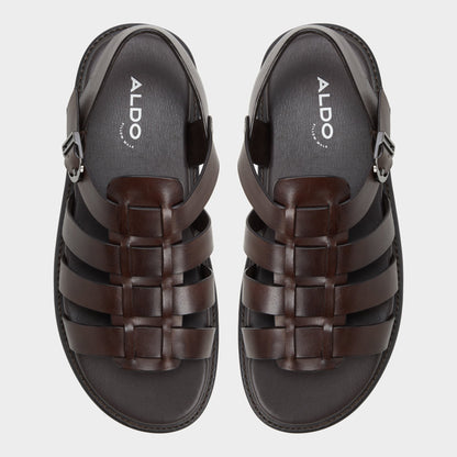 Warley Dark Brown Men's Sandals & Slides - Strappy flat sandal Aldo Dark Brown