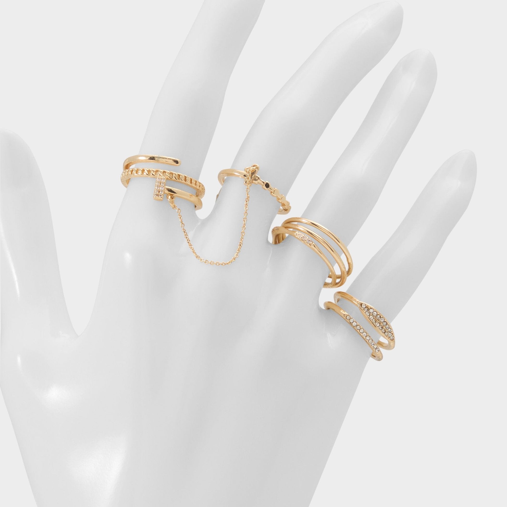 Ringsies in Gold Clear Multi - Multi finger rings Aldo Gold/clear multi