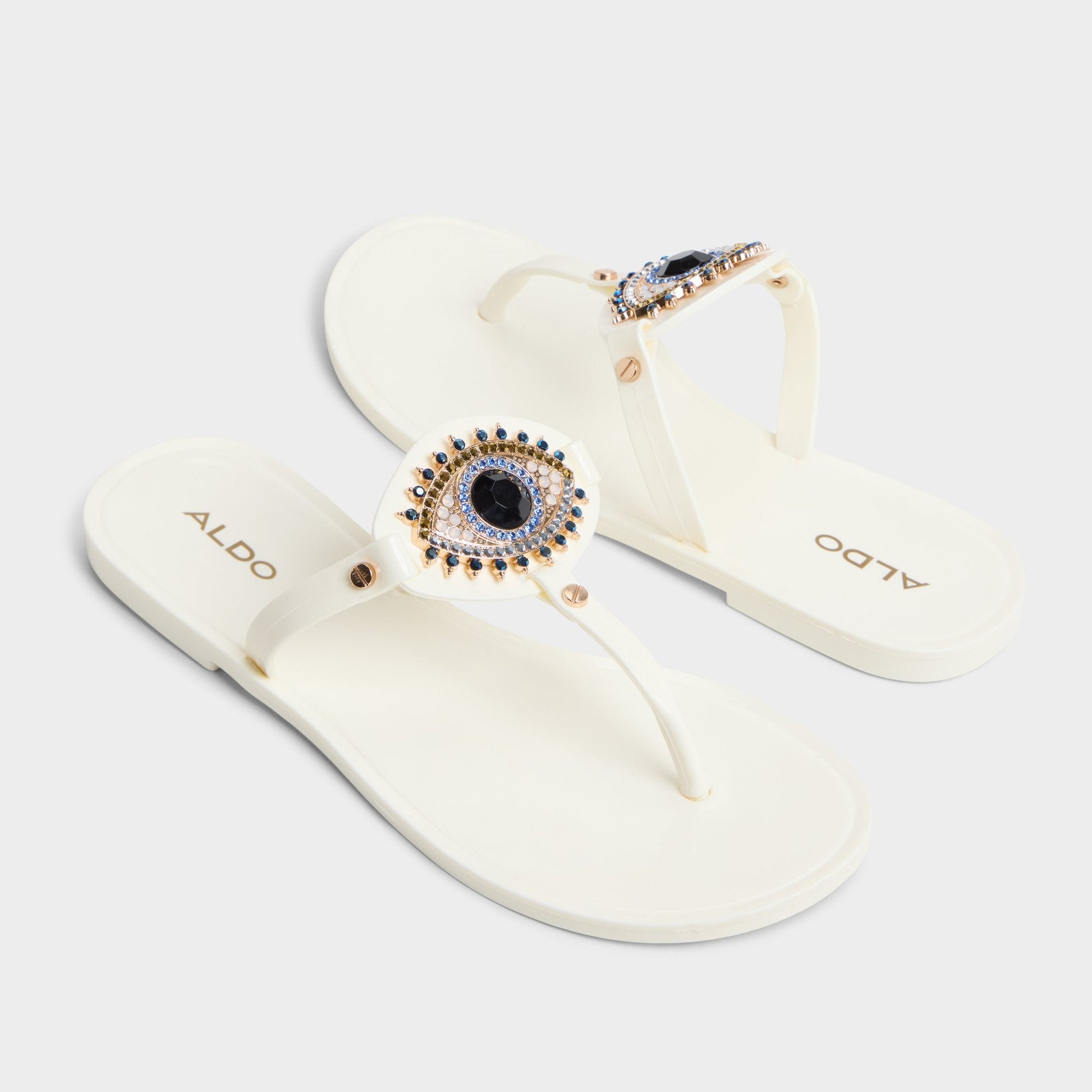 Ebariel White Women's Jelly Sandals & Flip Flops - T-strap sandal Aldo White