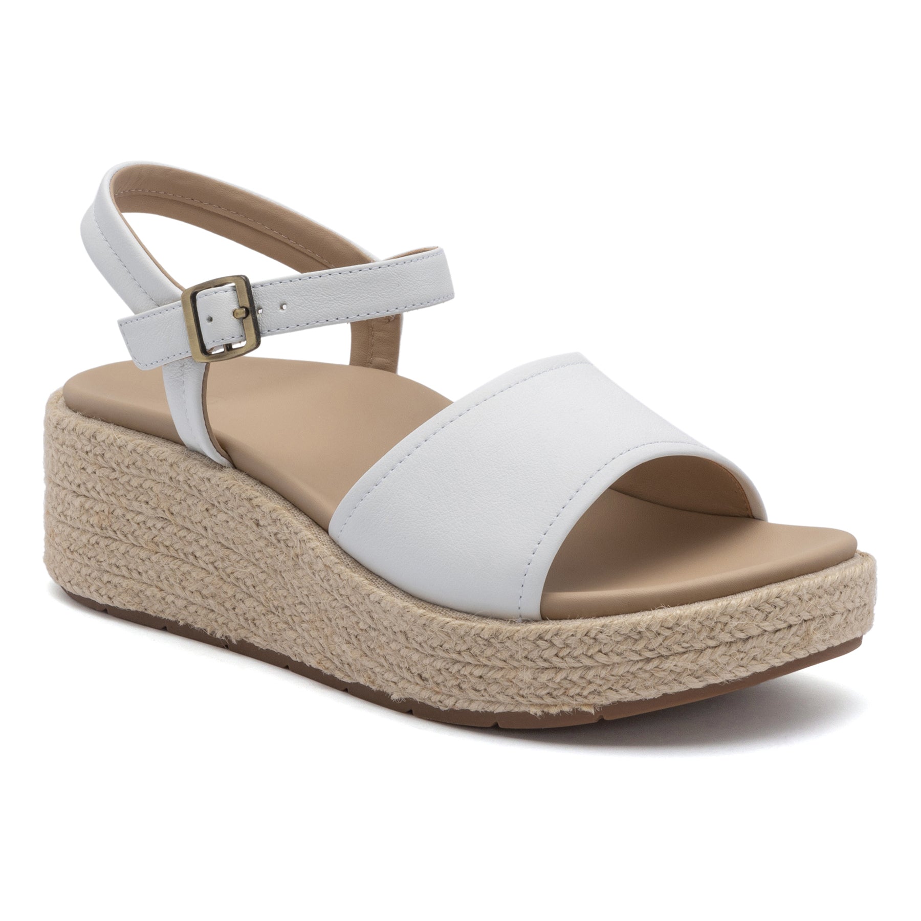 ABEO Footwear Solstice Buckle Sandal White Leather