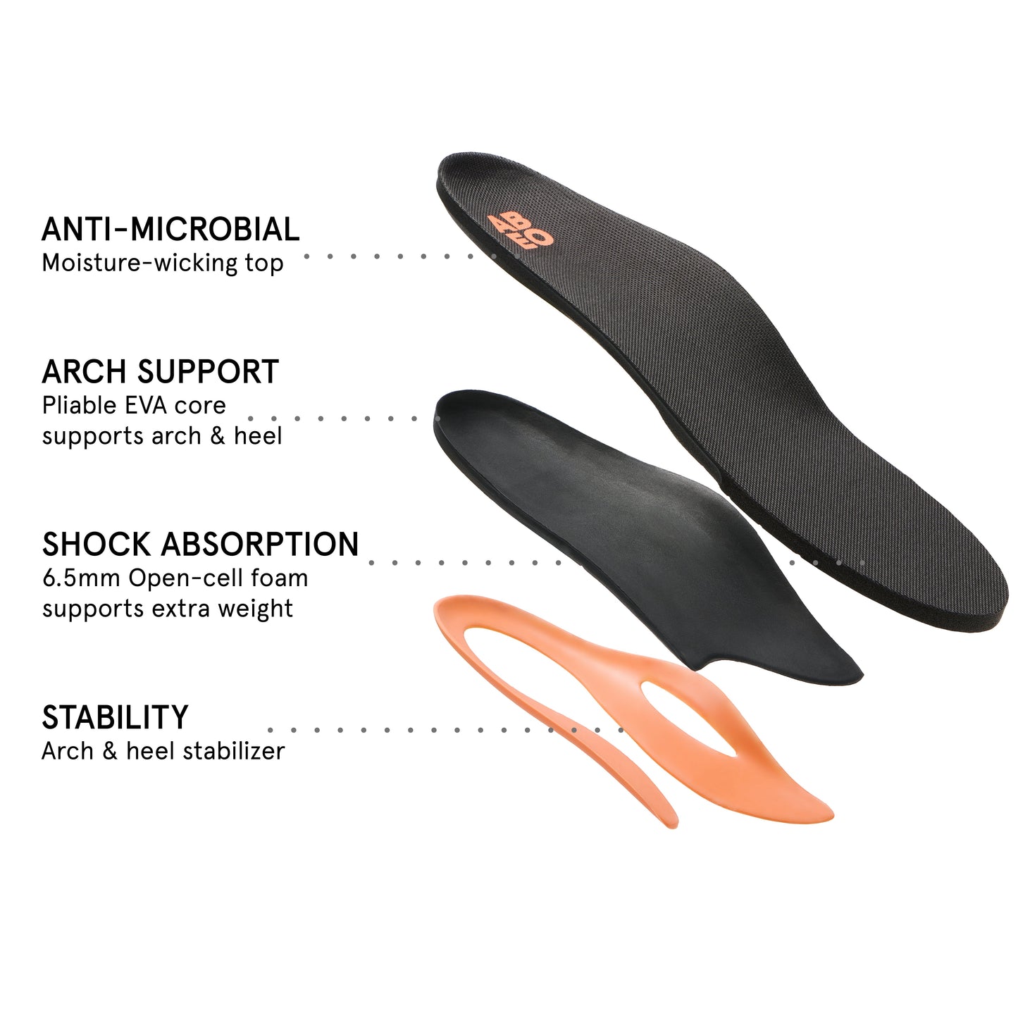 ABEO Footwear 3D3 Orthotics Total Support Orthotic Mens Neutral Black