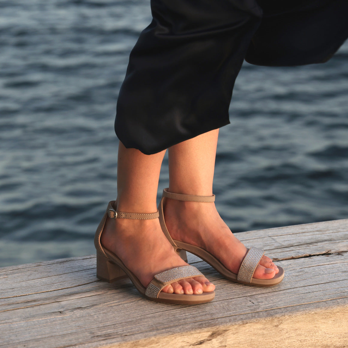 ABEO Footwear Avenue Strap Metatarsal Taupe Sparkle