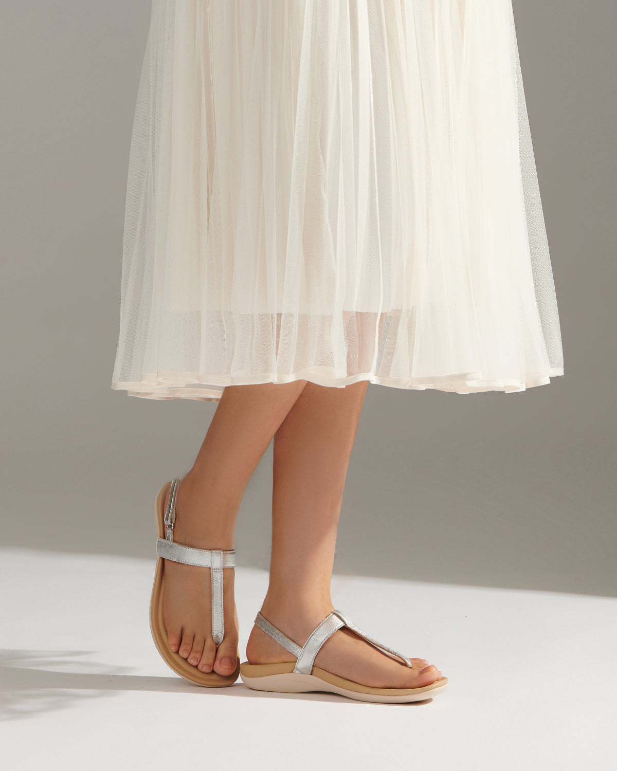 ABEO Footwear Oasis T Strap Silver