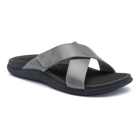 ABEO Footwear Laguna Slide Silver Leather