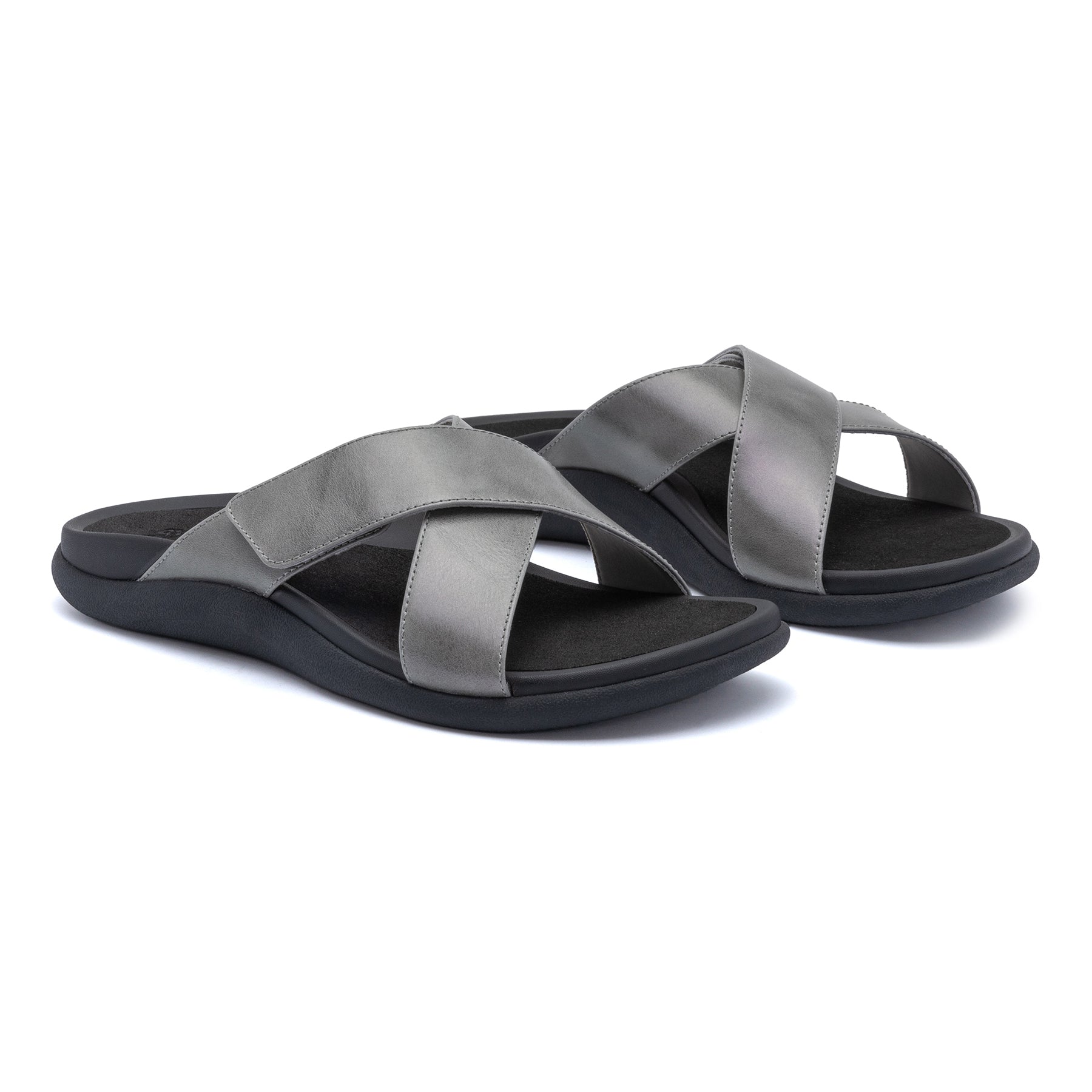ABEO Footwear Laguna Slide Silver Leather