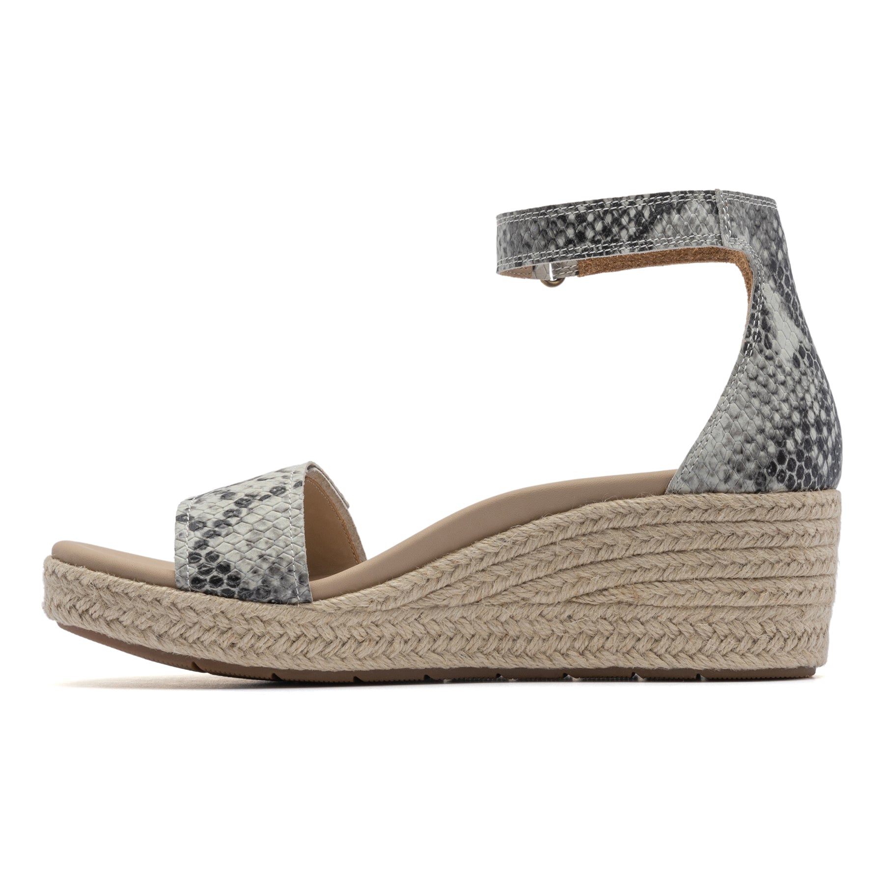 ABEO Footwear Riviera Ankle Sandal Snake Print Leather