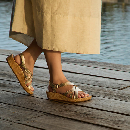 ABEO Footwear Soleil Cross Metallic Gold