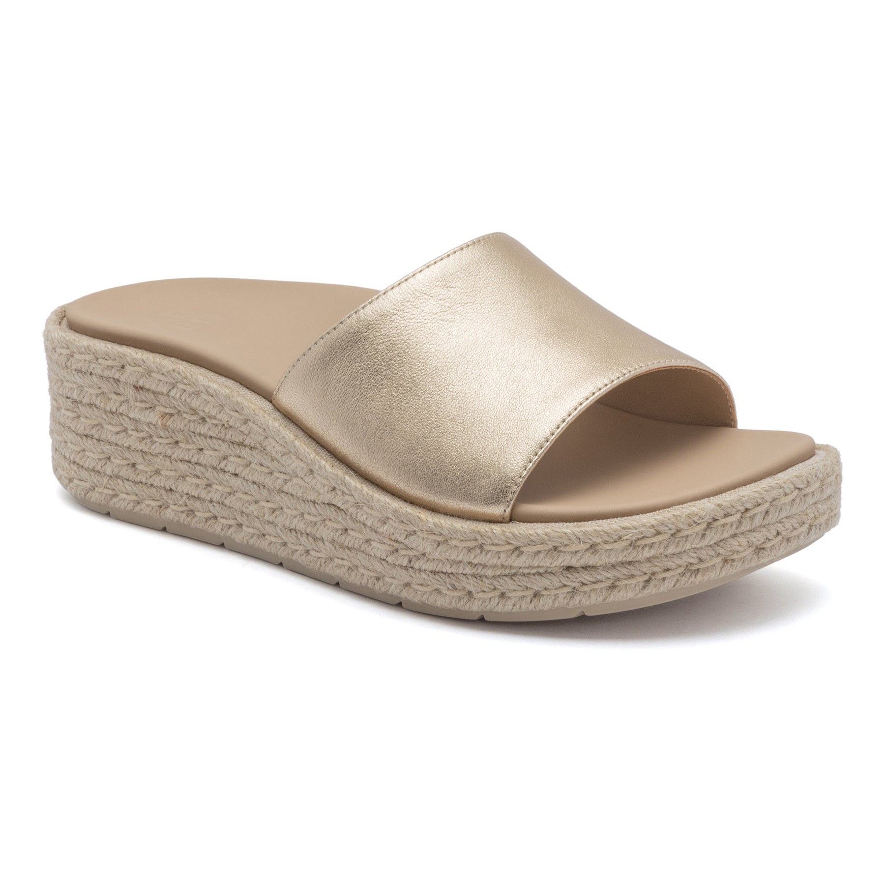 ABEO Footwear Solstice Slide Light Gold Leather