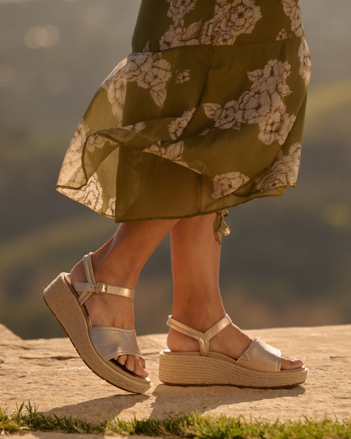 ABEO Footwear Solstice Buckle Sandal Metatarsal Light Gold Leather