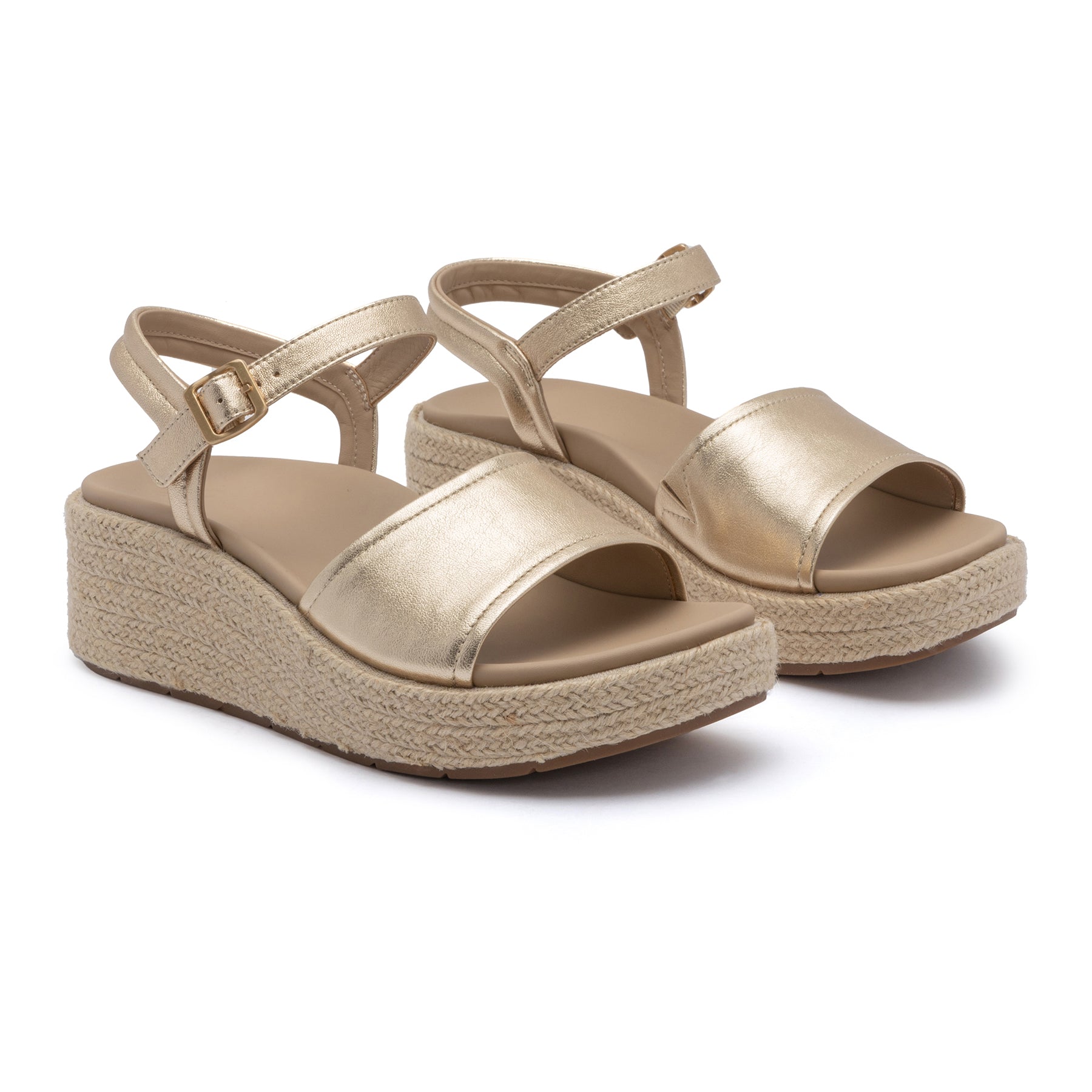 ABEO Footwear Solstice Buckle Sandal Metatarsal Light Gold Leather