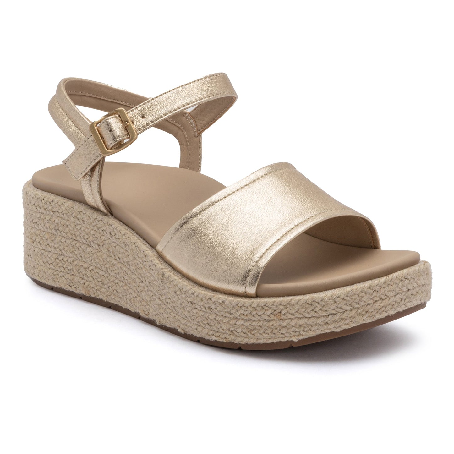 ABEO Footwear Solstice Buckle Sandal Light Gold Leather