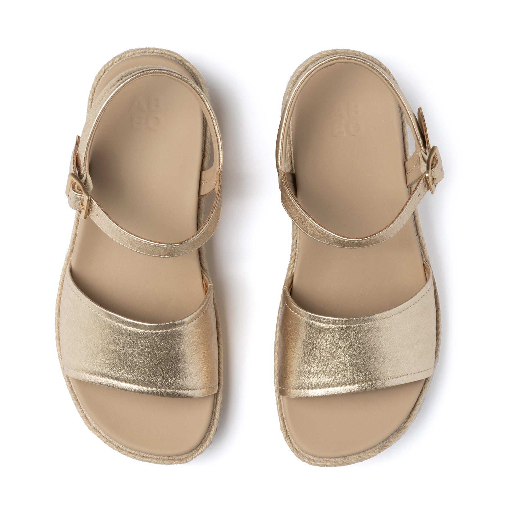 ABEO Footwear Solstice Buckle Sandal Light Gold Leather