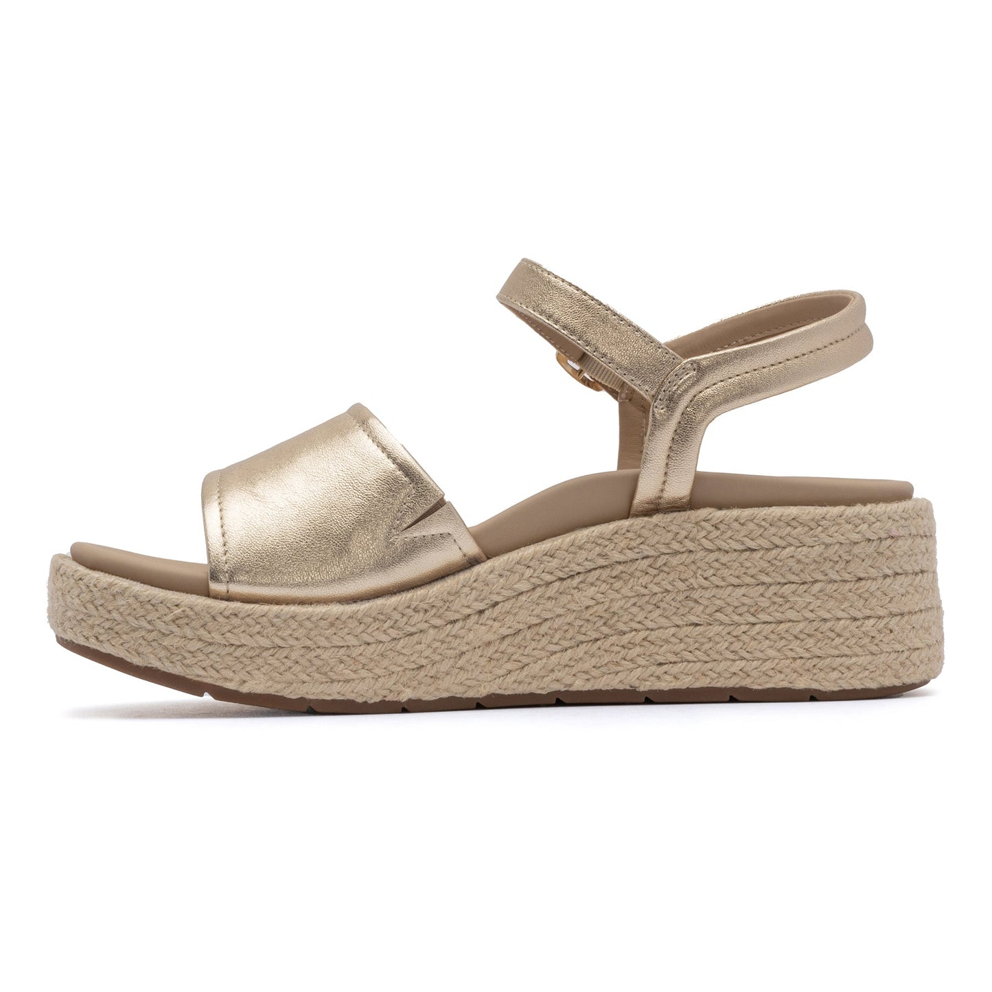 ABEO Footwear Solstice Buckle Sandal Light Gold Leather