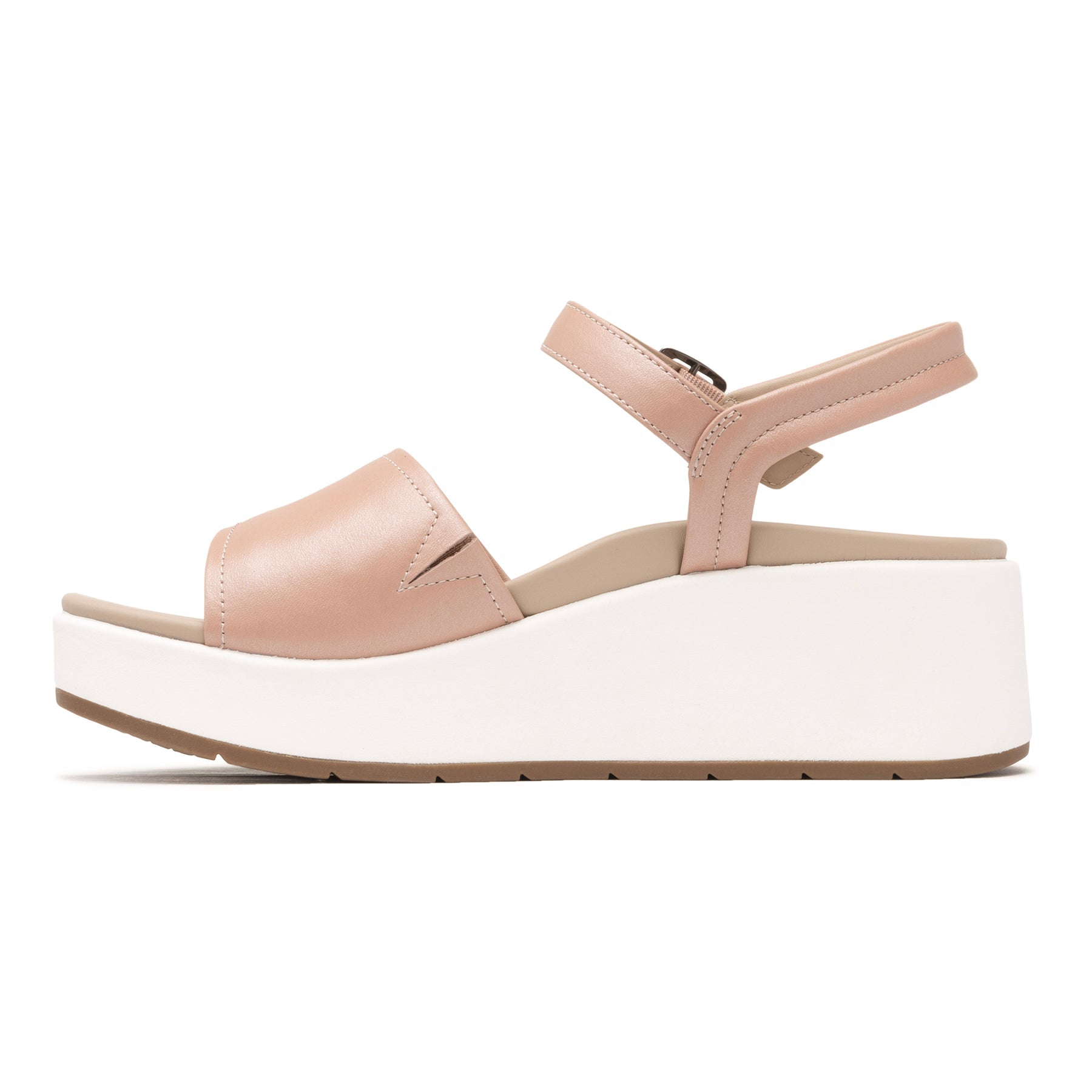 ABEO Footwear Solstice Buckle Sandal Rose Gold Leather